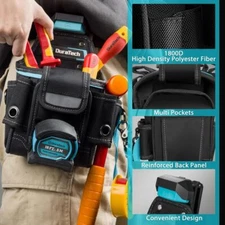 Small DuraTech Tool Pouch with Belt Clip Electrician Tool Pouch for Construction