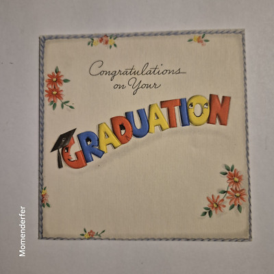 1942 Hallmark Graduation Greeting Card; Scrapbook, Collage, Decoupage