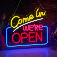 Come in We'Re Open Neon Sign for Wall Decor, Open LED Neon Signs Lights for Café