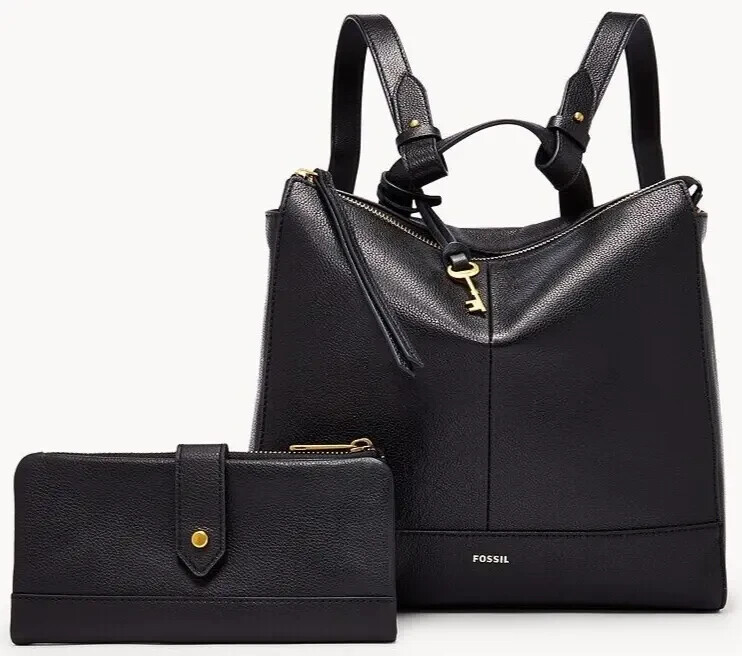 Fossil Elina Black Leather Convertible Backpack SHB2979001  display picture 2