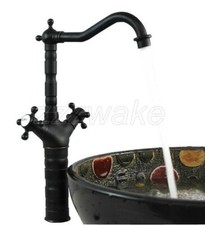 Deck Mounted Bathroom Faucet Oil Rubbed Bronze Dual Handle Sink Mixer Tap zsf093