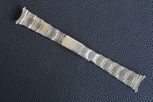 VINTAGE 19mm RIVETTED Stainless Steel Bracelet Curved Ends Fits OMEGA ROLEX YEMA