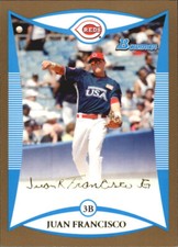 2008 Bowman Draft Prospects Gold SP BDPP93 Juan Francisco Rookie Cincinnati Reds