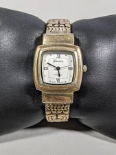 Geneva Platinum Classic Style Open Cuff Hinge Bracelet Band Watch 5.5 Inch