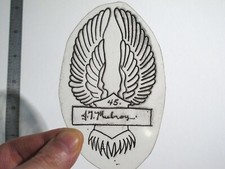 vtg 1960s Tattoo Flash acetate stencil 45 Shield and Wings signed HAR2