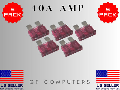 5 Pack 40 AMP ATC/ATO STANDARD Regular FUSE BLADE 40A CAR TRUCK BOAT MARINE RV