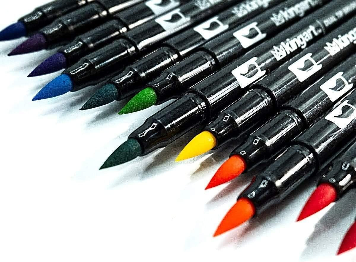 Kingart Dual Tip Brush Pen Set - Set of 24