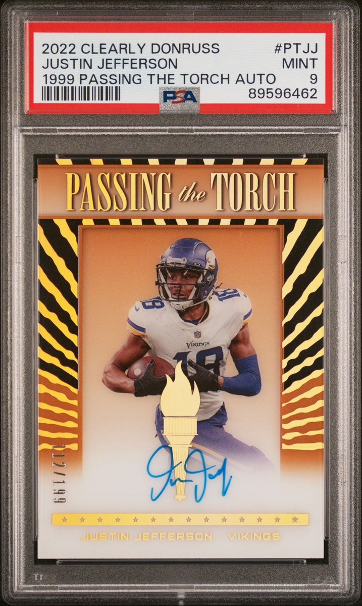 2022 Clearly Donruss Justin Jefferson Passing the Torch Auto PSA 9