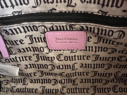 JUICY COUTURE Bowlers Velour Purse Crossbody Bag + 2 Handles Pink Gold Hardware - Picture 15 of 22