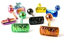 1pc I LOVE ME Design Tongue Ring Titanium Anodized 14g Tounge Barbell Jewelry