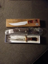 12" Hunting Knife with Sheath Etched Blade (Polar Bear & Mountains) Chipaway 