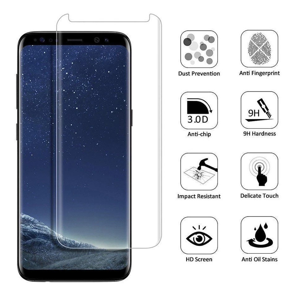 Paquetes de 5/10/20 protectores de pantalla Edge curvos 3D Samsung Galaxy para Samsung S8plus Foto 4 de 4