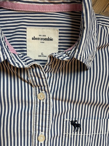 Abercrombie Kids Striped Top Girl's XL Button-down Long Sleeves Cotton VGUC - Picture 2 of 3