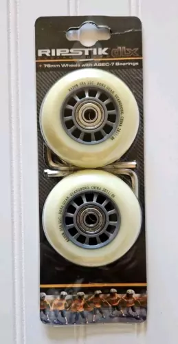 NEW Razor RipStik 76mm Wheels ABEC-7 Bearings Ivory Wheel Gray Hub DLX NEW