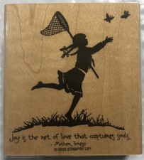 2003 Stampin' Up 3 x 3 Mounted Rubber Stamp - Joy Is The Net Of Love EUC