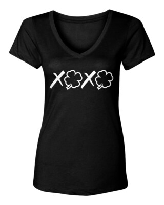 X's And Four Leaf Clovers - St. Patrick's Day Shamrock Women's V-Neck T-Shirt