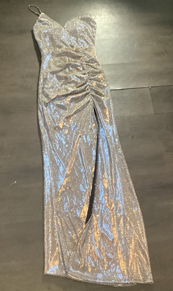 emerald sundae gold dress Women's High Slit Glitter Long Sleeveless Size S Bodycon dress
