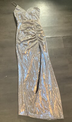 Emerald Sundae Women's High Slit Glitter Long Sleeveless Dress