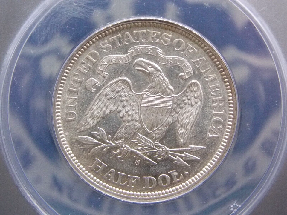 1876 "S" Seated Liberty Half Dollar 50c ANACS AU55 Details #915 *STRIKE THROUGH* - Image 2 of 4