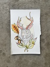 Tattoo Flash Art watercolor wall decor original