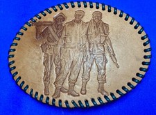 Three Soldiers Military Veterans War Memorial Washington DC Leather Belt Buckle