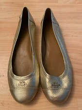 Coach Gold Crackled Leather Ballet Flats Size XX Slip On Shoes