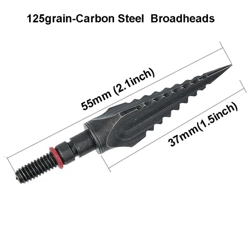 125 Grain Carbon Steel Archery Hunting Broadheads Screw-in Arrow Tips Points - Bild 3 von 17