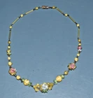 Vintage Art Deco Cielluloid And Glass Flower Necklace Costume Jewelry