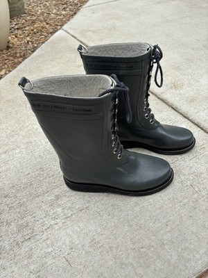 Isle Jacobsen Hornbaek Lace Up Rain Books 41 Green Insulated Waterproof GUC