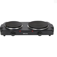 2500W Portable Hot Plate with Double Hotplates - Adjustable Thermostat in Black