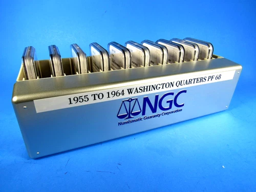 1955 to 1964 P,   10-Coin Set,  Washington Quarters   NGC  Pf 68  Beautiful Set