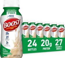 BOOST High Protein with Fiber Nutritional Drink, Very Vanilla- 8 fl oz 24 pack