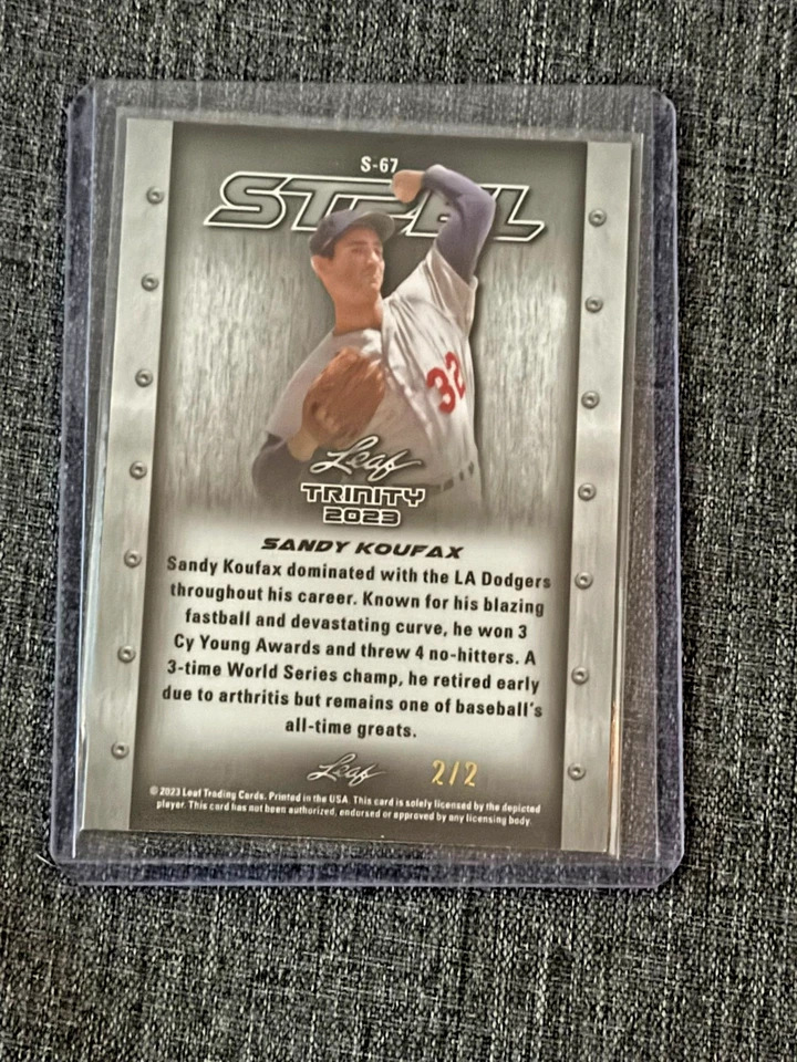 Tarjeta limitada sujetalibros Sandy Koufax 2023 hoja acero al carbono #2/2 Foto 2 de 2