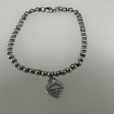 Tiffany Return To Tiffany Mini Heart Tag Ball Beads Bracelet 925 6.25  