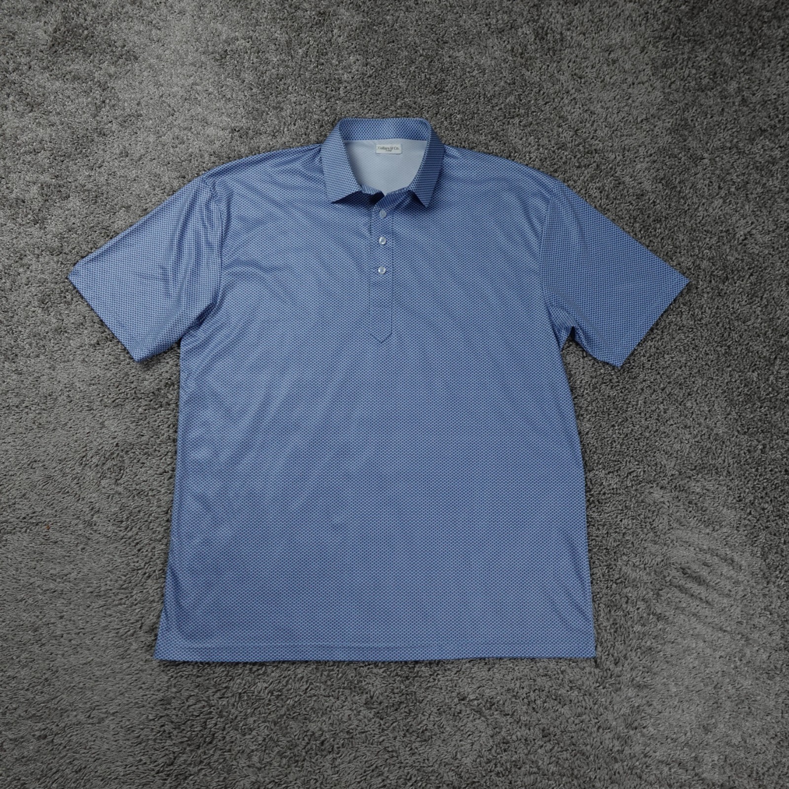 Collars & Co. Polo Shirt Mens Extra Large Dress Collar Short Sleeve Blue