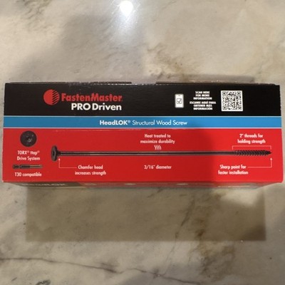 FastenMaster HeadLOK Structural Wood Screws 8in x 3/16 TORX Chamfer Head 50 Pack