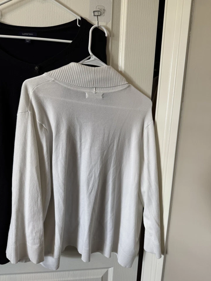 2 suéteres cárdigan, talla 2X, Lands End Calvin Klein, blanco negro Foto 4 de 4