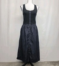 Gap Tank Dress Size M Fit & Flare Ribbed Button Academia Minimalist Goth 3339
