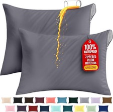 Set of 2 Pillow Protectors with Zipper Standard Size, Pillow Covers