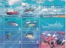 2004 British Indian Ocean Territory Fisheries Patrol Fish  m/sheet of 6 MNH
