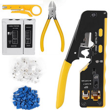 RJ45 Crimp Ethernet Pass through Crimper Crimp Tool Kit Network Cat5 Cat6 Cat7.