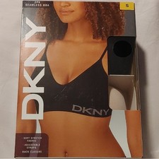 DKNY Women's 2-Pack Seamless Bra, Black/Beige, Adjustable, S - Open Box New