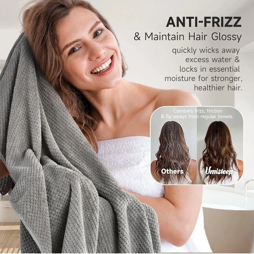 Toalla de cabello de microfibra extra grande para mujer cabello rizado, largo y grueso, paquete de 2...203 Foto 4 de 4