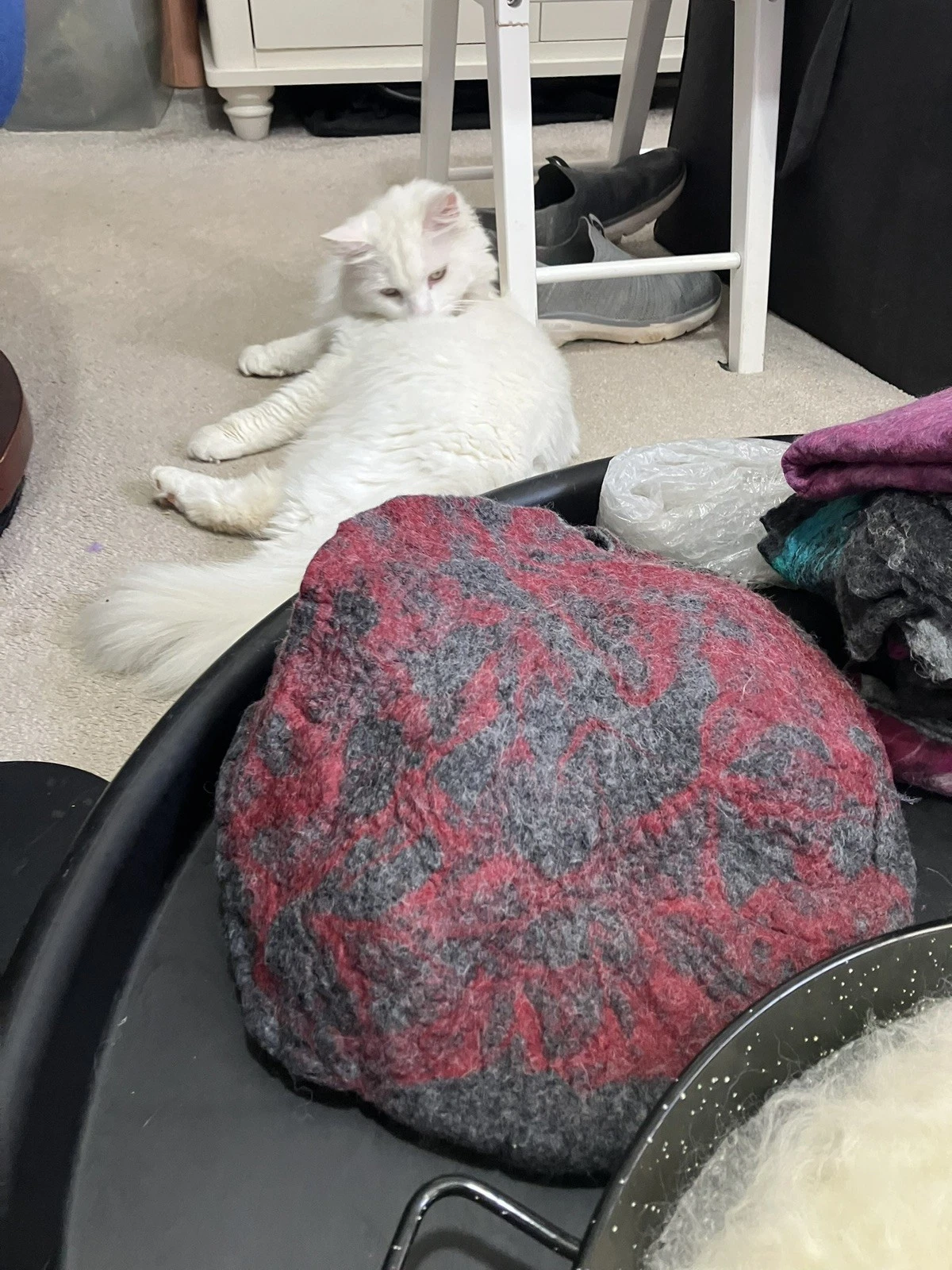 Cat Cave Handmade Wool Pet Bed Cosy Warm Cat Lover Gift