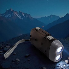 Dynamo Taschenlampe LED Notfall Leuchte Stromausfall Lampe mit 2 LED´s