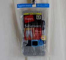 Hanes Mens 5 PACK Underwear Boxer Briefs Breathable Black/Gray Size XL
