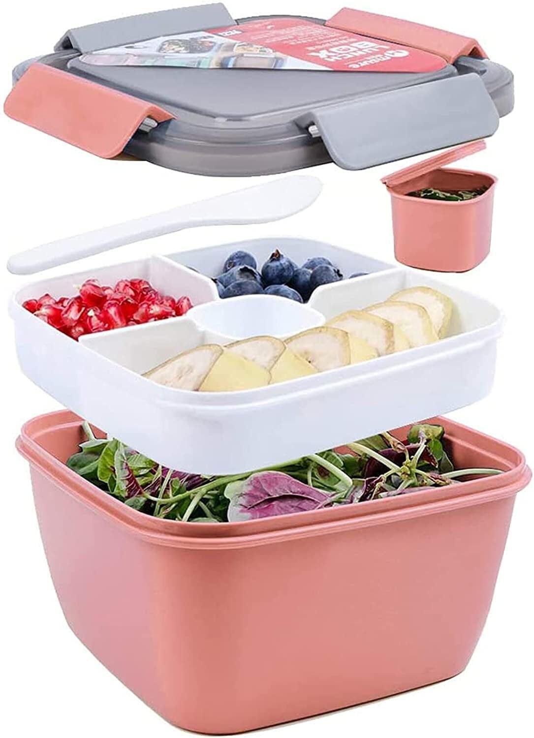 Greentainer 52 OZ to Go Salad Container Lunch Container, BPA-Free, Pink