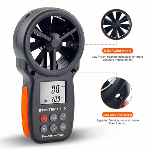 Handheld Anemometer Digital Wind Speed Meter Vane Gauge Air Flow Velocity Tester - Picture 2 of 9