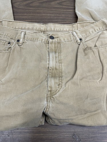Levis Mens 505 Jeans Size 42x30 Khaki Beige Brown Work Pants Levi Strauss - Picture 3 of 10