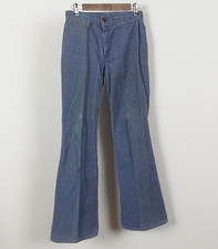 Vintage 70s Levi's Bell Bottoms Corduroy Pants Women's 28x32 Talon Zipper Blue